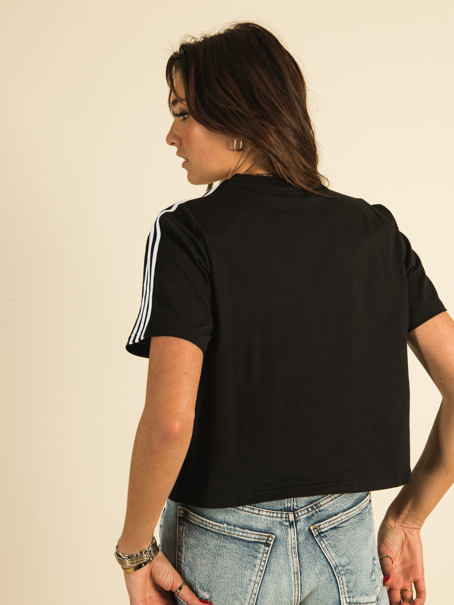 Adidas 3 Stripes Cropped T-Shirt for Women - Comfortable Cotton Tee for Casual Wear, Gym & Street Style | Clearance Sale