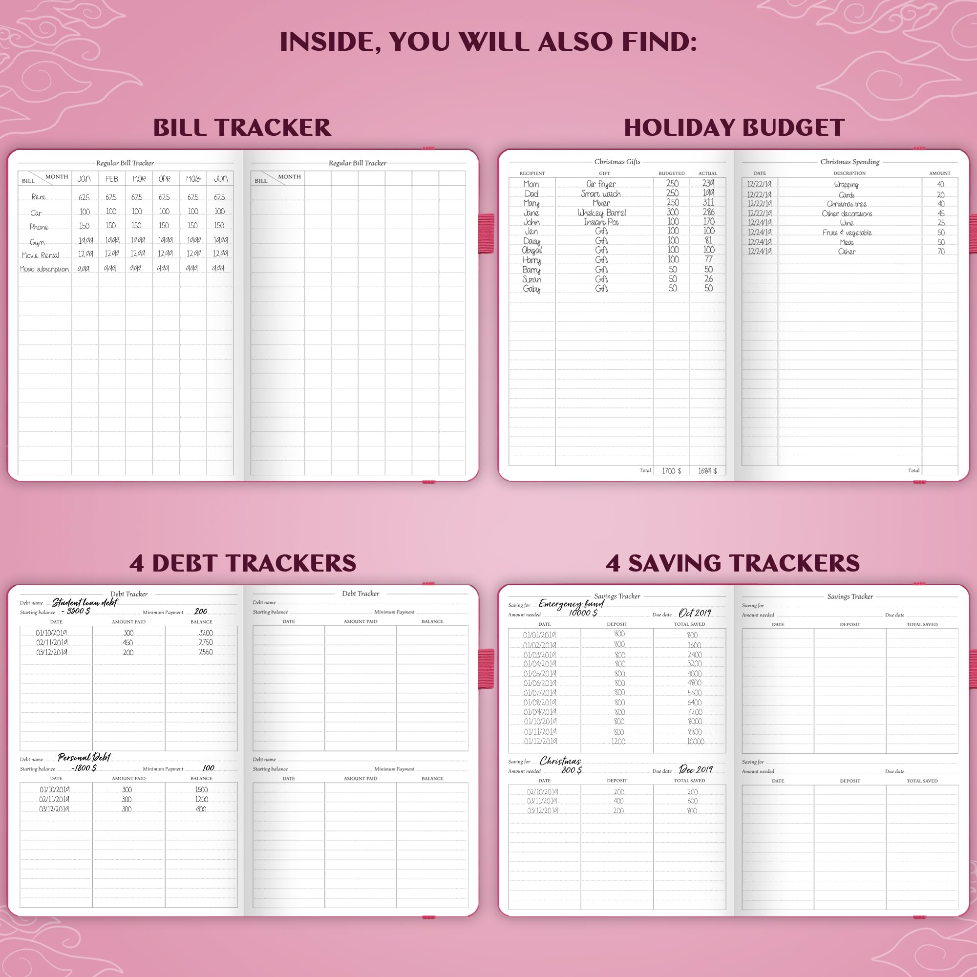 Budget Planner Notebook - Expense Tracker for Monthly Budgeting & Finance Organization | Household & Personal Use (Hot Pink)