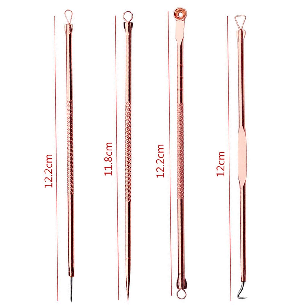 Anjetan 4PCS Blackhead Tweezers Kit - Stainless Steel Acne Extractor Tools with Travel Case for Blackhead Removal, Pimple Popping & Skincare - Perfect for Home Spa, Travel & Professional Use