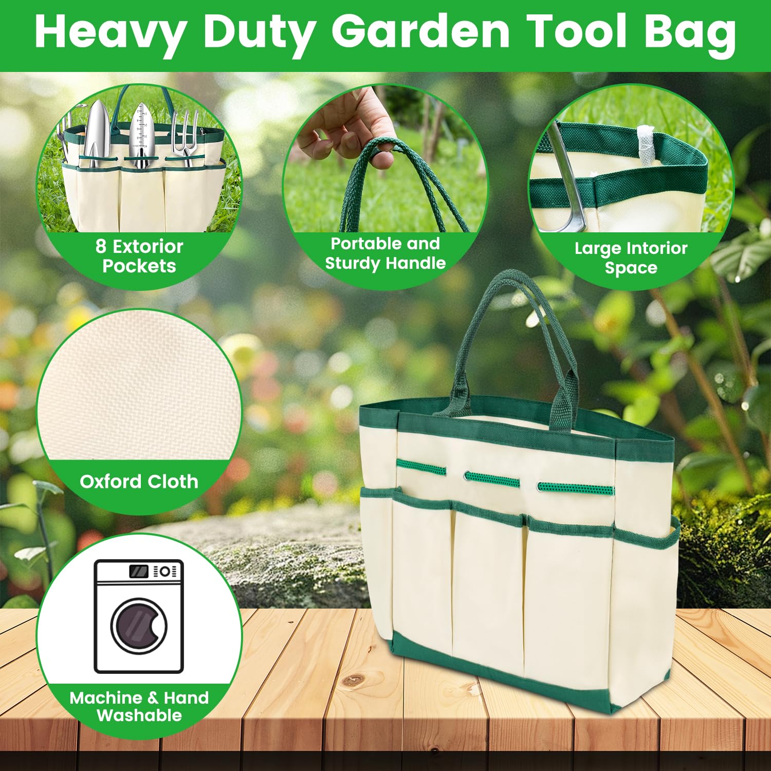 **9-Piece Heavy Duty Garden Tool Set with Durable Tool Bag - Rust-Proof Aluminum Gardening Supplies for Women & Men - Perfect for Planting, Weeding, and Landscaping**