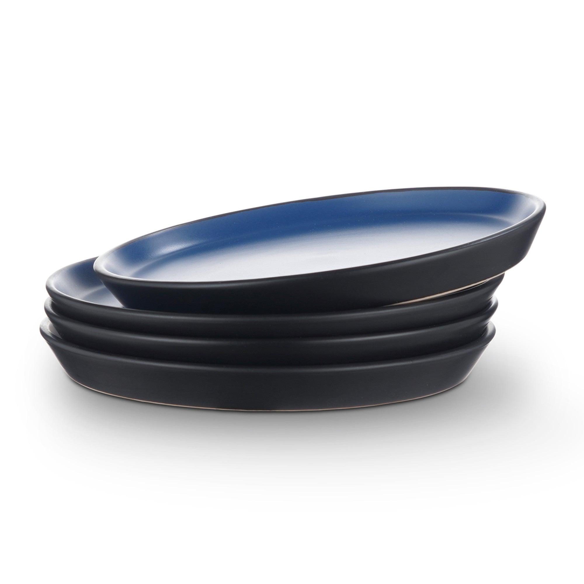 Albie Stoneware Salad Plate - Blue and Black Ceramic Dinnerware for Restaurants, Home Dining & Party Serving - Durable & Stylish Dish Set