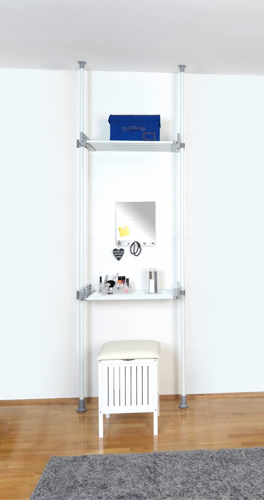 WENKO Hercules Heavy Duty Laundry Room Storage Shelf - No Drill Kitchen Organizer Rack - Space Saving Over Toilet Storage Unit (16.5