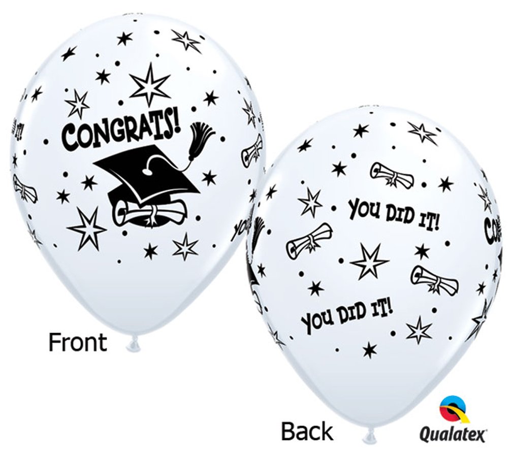 12-Pack Qualatex 11-Inch 'Congrats You Did It' Graduation Latex Balloons - Perfect for Graduation Parties, School Celebrations & Milestone Achievements