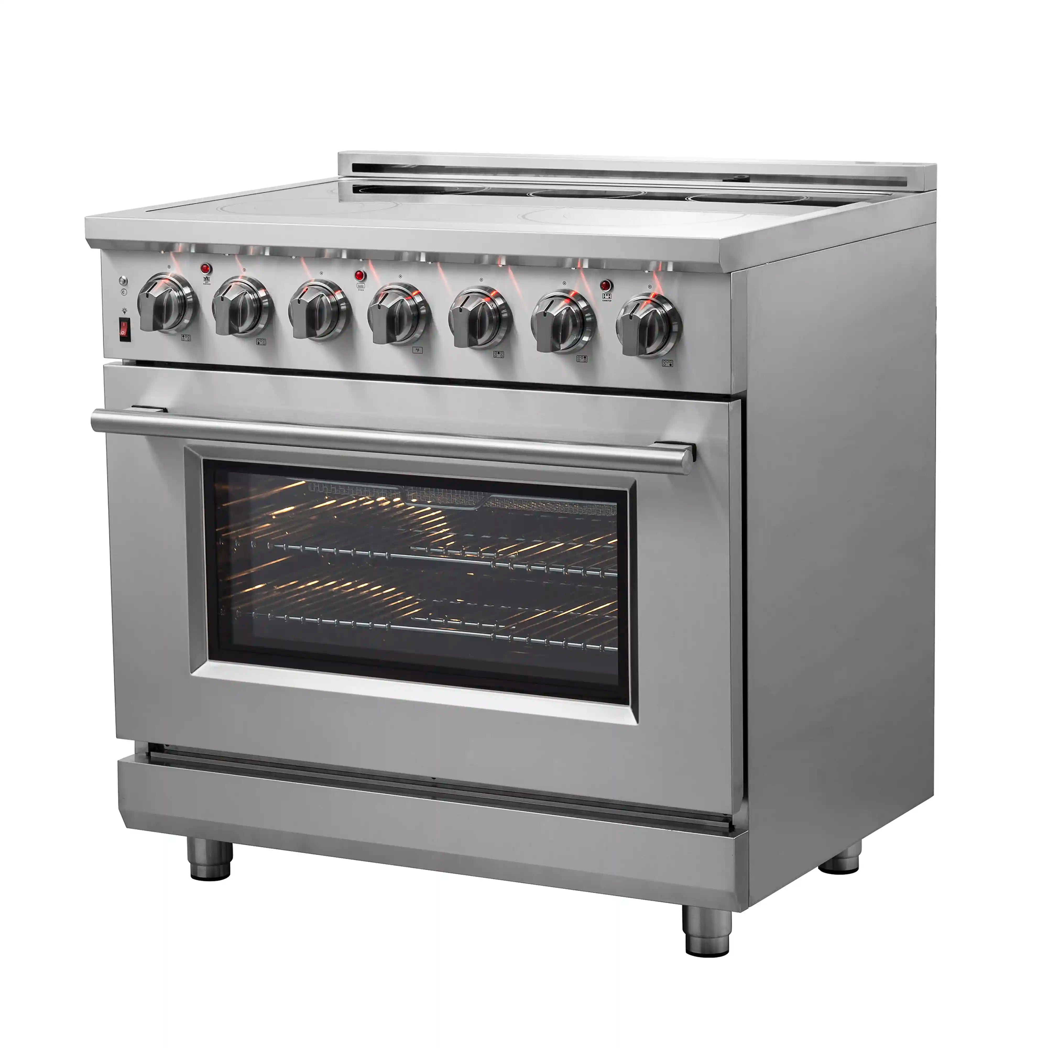 Forno Massimo 36 Inch Freestanding Electric Range - Stainless Steel (FFSEL6020 36) | Professional Kitchen Appliance for Home Cooking & Baking