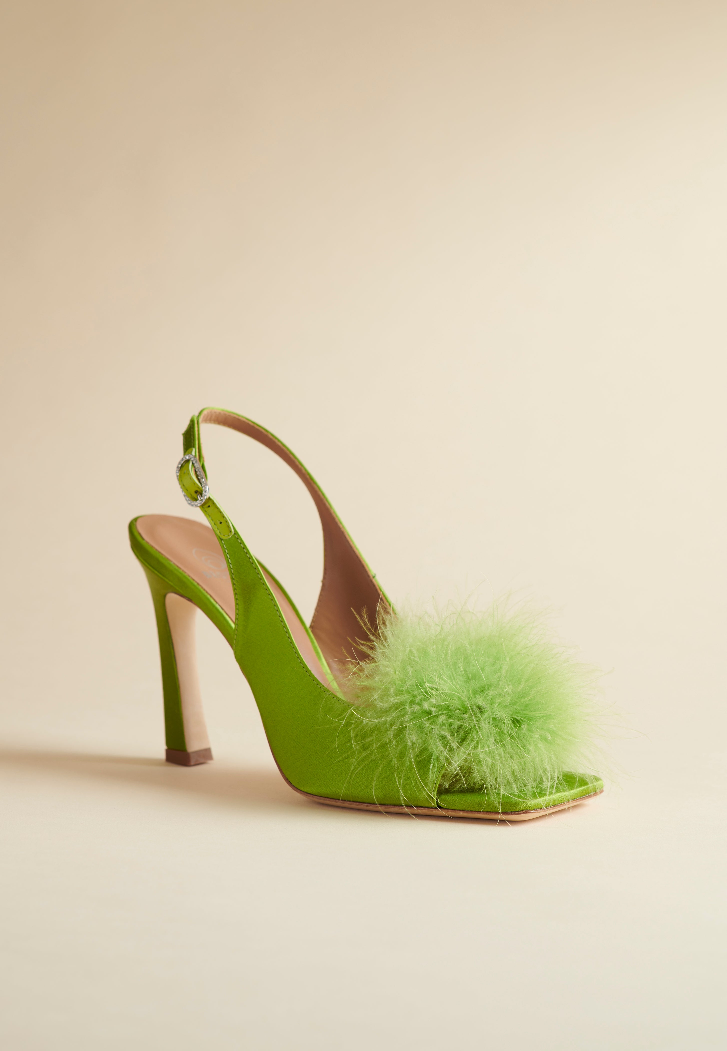 Holly Pump in Avocado Satin - Women's Comfortable Low Heel Dress Shoes for Work, Wedding & Special Occasions