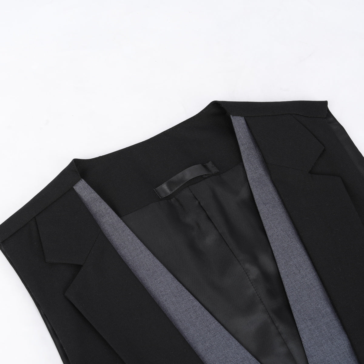 Men's Notched Lapel Patchwork Vest Black - Stylish Casual & Formal Layering Piece for Office, Wedding & Outdoor Events