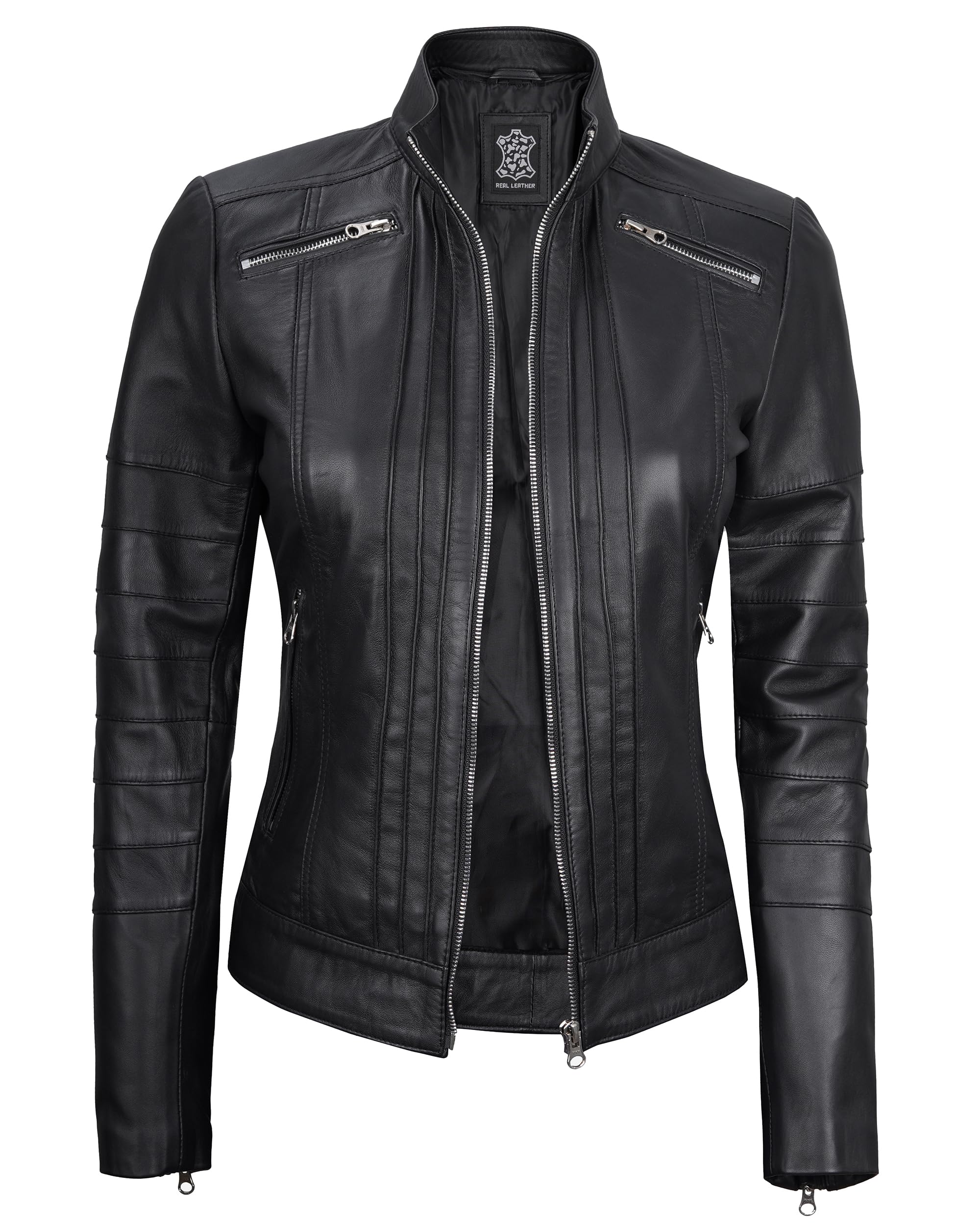Blingsoul Genuine Leather Jacket for Women - Stylish Cafe Racer Biker Jacket | Perfect for Motorcycle Riding, Casual Outfits & Fashion Streetwear