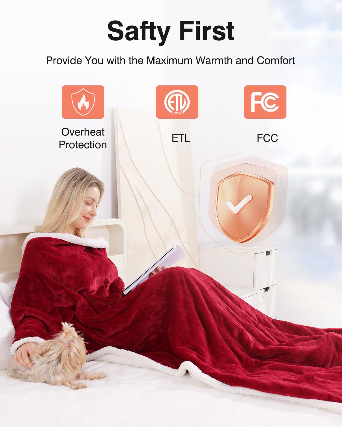 Wearable Heated Blanket with Sleeves - Electric Heating Blanket for Women & Men - Perfect for Cold Weather, Office, Travel & Home Use