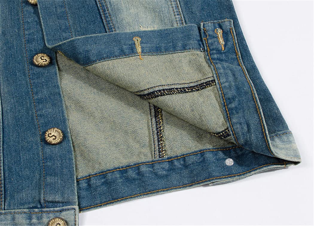 Slim Fit Men's Denim Vest - Blue & Black Cowboy Waistcoat for Plus Size | Outdoor Western Style Jacket for Casual Wear, Rodeo & Country Fashion