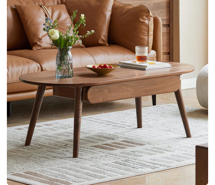 Premium Black Walnut Solid Wood Coffee Table - Modern Living Room Furniture for Capsule Apartments & Small Spaces - Perfect for Coffee, Reading & Relaxing