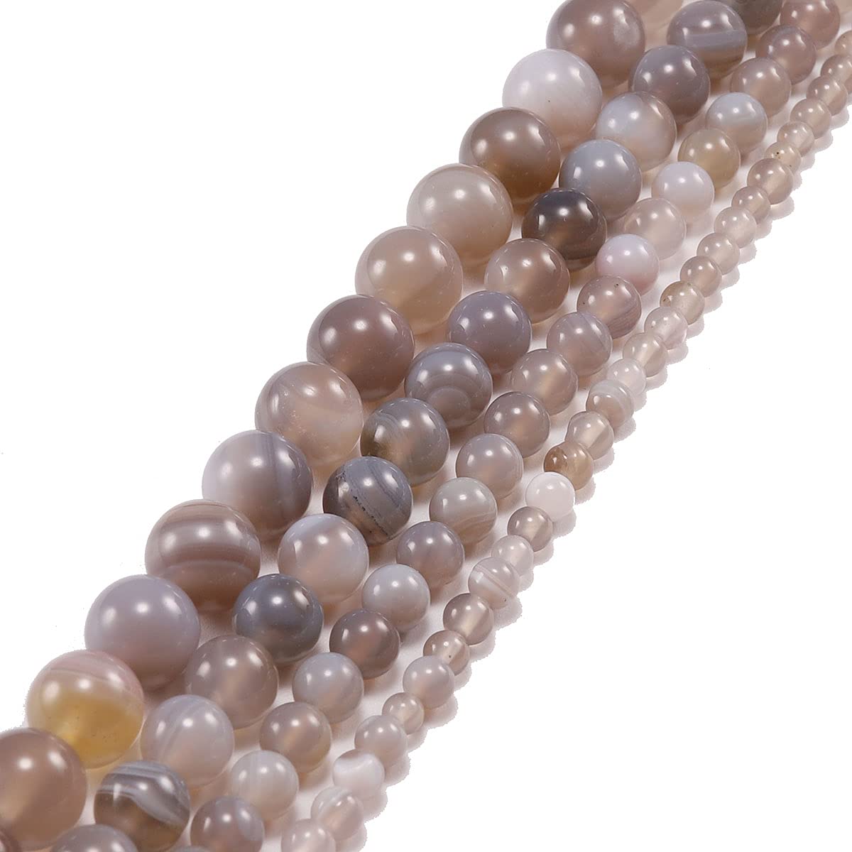 10mm Natural Striped Agate Beads - Round Loose Stone Beads for DIY Jewelry Making (Grey, 38Pcs) | Perfect for Bracelets, Necklaces, Earrings & Craft Projects