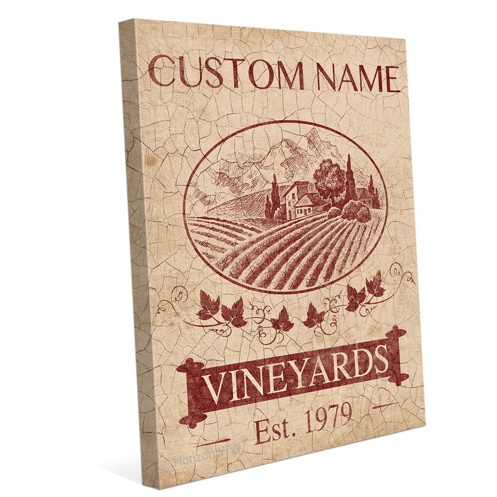 Custom Family Name & Established Date Vineyard Countryside Sign - Personalized Wall Art Print for Home, Farmhouse, or Wedding Decor