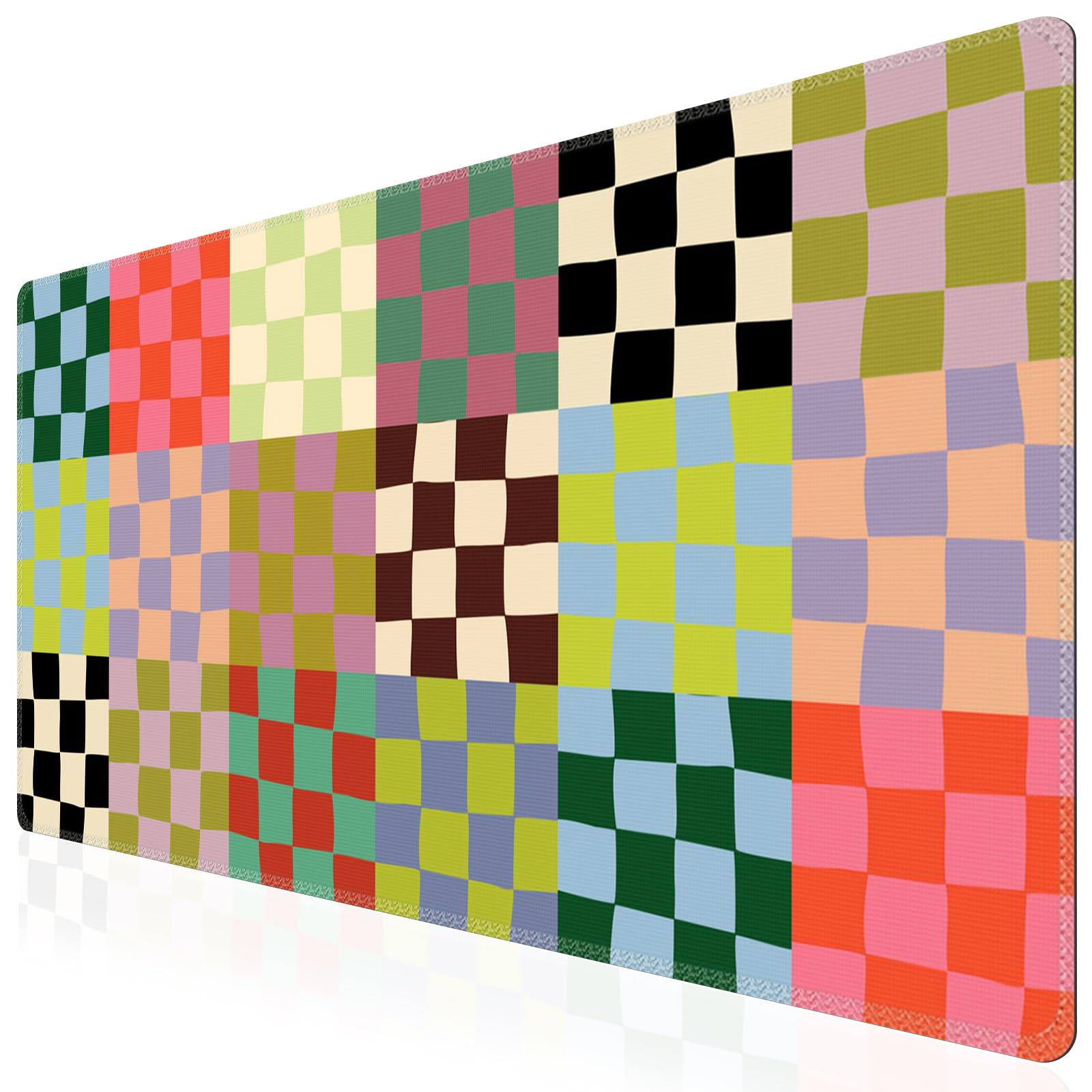 iCasso XXL Large Checkered Desk Mat with Stitched Edges - Non-Slip Mouse Pad & Keyboard Mat for Computer, Laptop, Gaming Setup (Retro Checkered Design) | Perfect for Office, Home, Gaming & Workspace Decor