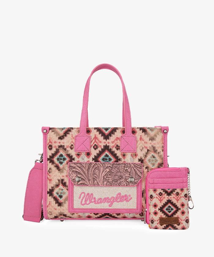Wrangler Aztec Concealed Carry Canvas Tote Bag for Women - Stylish & Durable Purse with Hidden Gun Pocket - Perfect for Everyday Use, Travel & Outdoor Activities