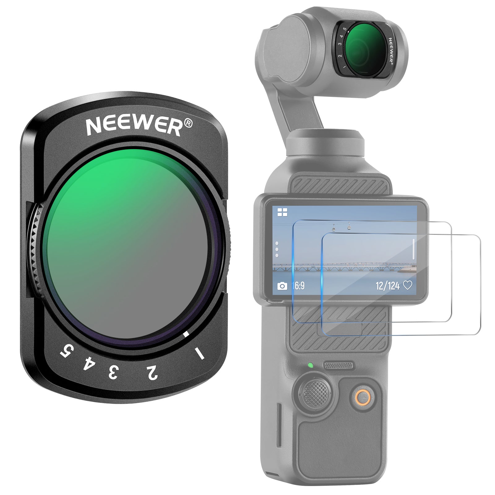 NEEWER FL 50 Variable ND2-32 Filter for DJI Osmo Pocket 3 - Professional Camera Lens Filter for Cinematic Videos, Vlogging & Outdoor Photography