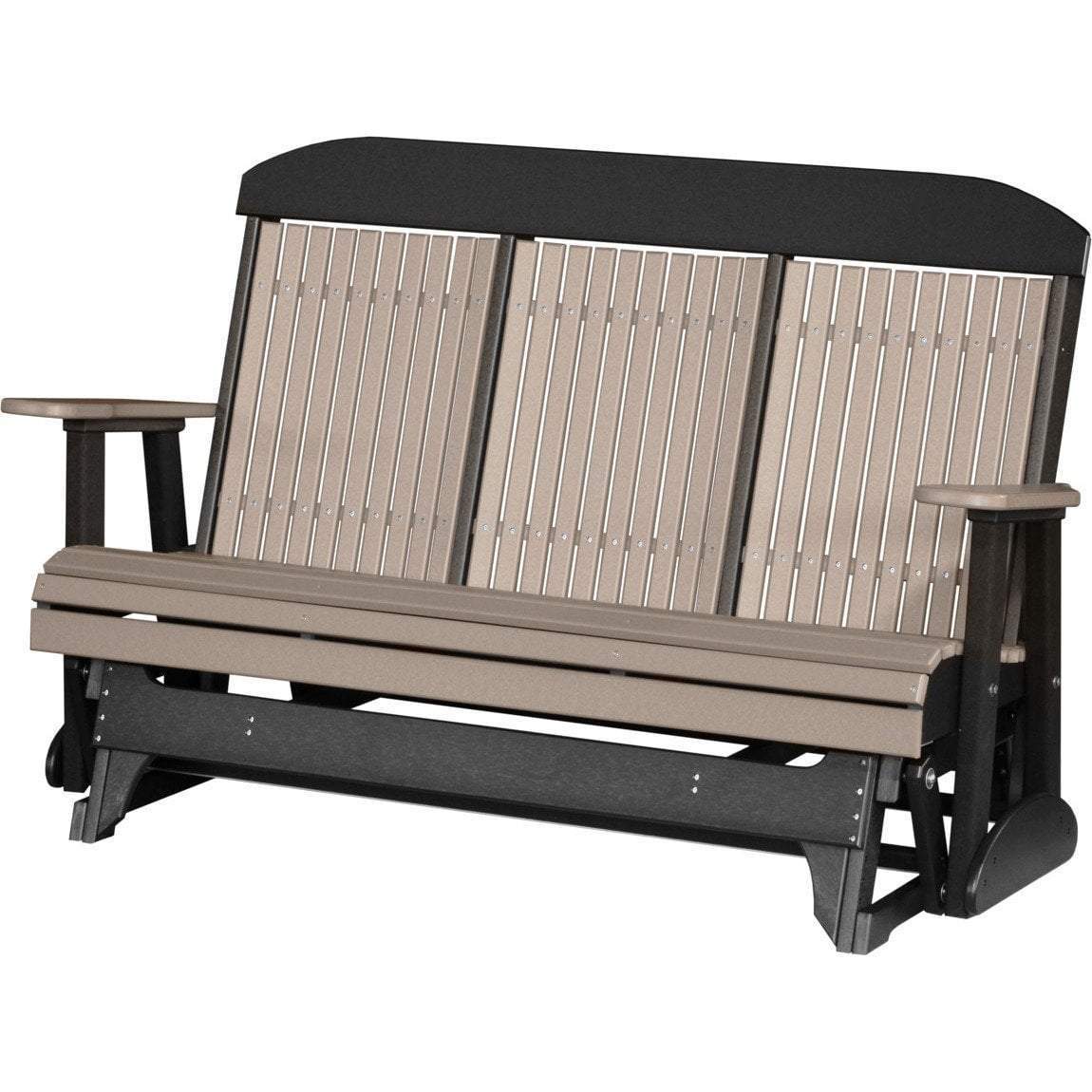 LuxCraft 5 ft. Recycled Plastic Highback Outdoor Glider Chair - Patio, Garden, Deck & Porch Swing for Relaxing