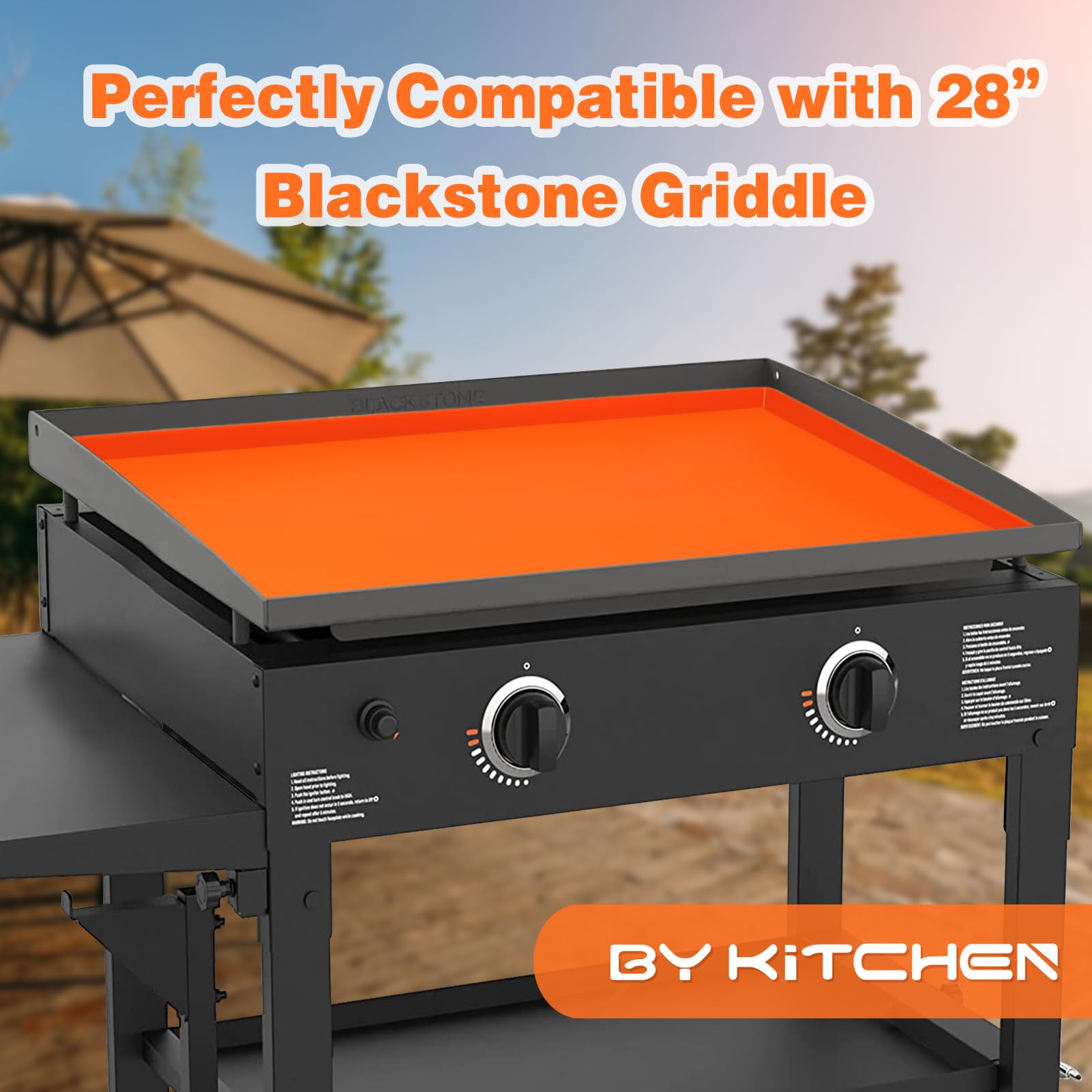 BYKITCHEN Silicone Griddle Cover for Blackstone 28 inch Griddle – Durable, Heat-Resistant, Non-Stick Griddle Mat for Blackstone Tabletop Griddle – Perfect for Outdoor Cooking, Camping, and Backyard BBQs – Essential Grill Accessories for 28 inch Blackstone Griddle – Protective & Portable Grill Mat