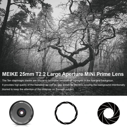 Meike 25mm T2.2 Full Frame Cine Prime Lens for Sony E Mount - Professional Cinema Lens for Filmmaking, Videography & Photography - Perfect for Low Light, Portraits & Bokeh Effects