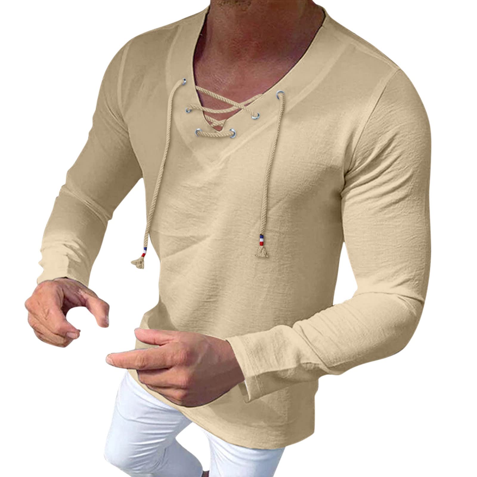 Men's Short Sleeve Button Down Shirt - Denim V-Neck Casual Tassel Blouse Top | Perfect for Summer Outfits, Beach Wear & Casual Office Attire