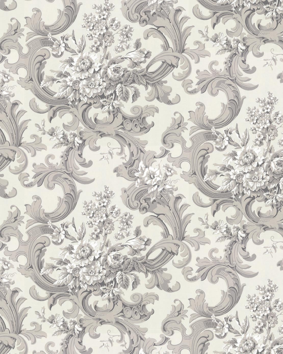 Lim & Handtryck Wallpaper - French Bouquet White/Grey - Perfect for Living Room, Bedroom & Home Decor