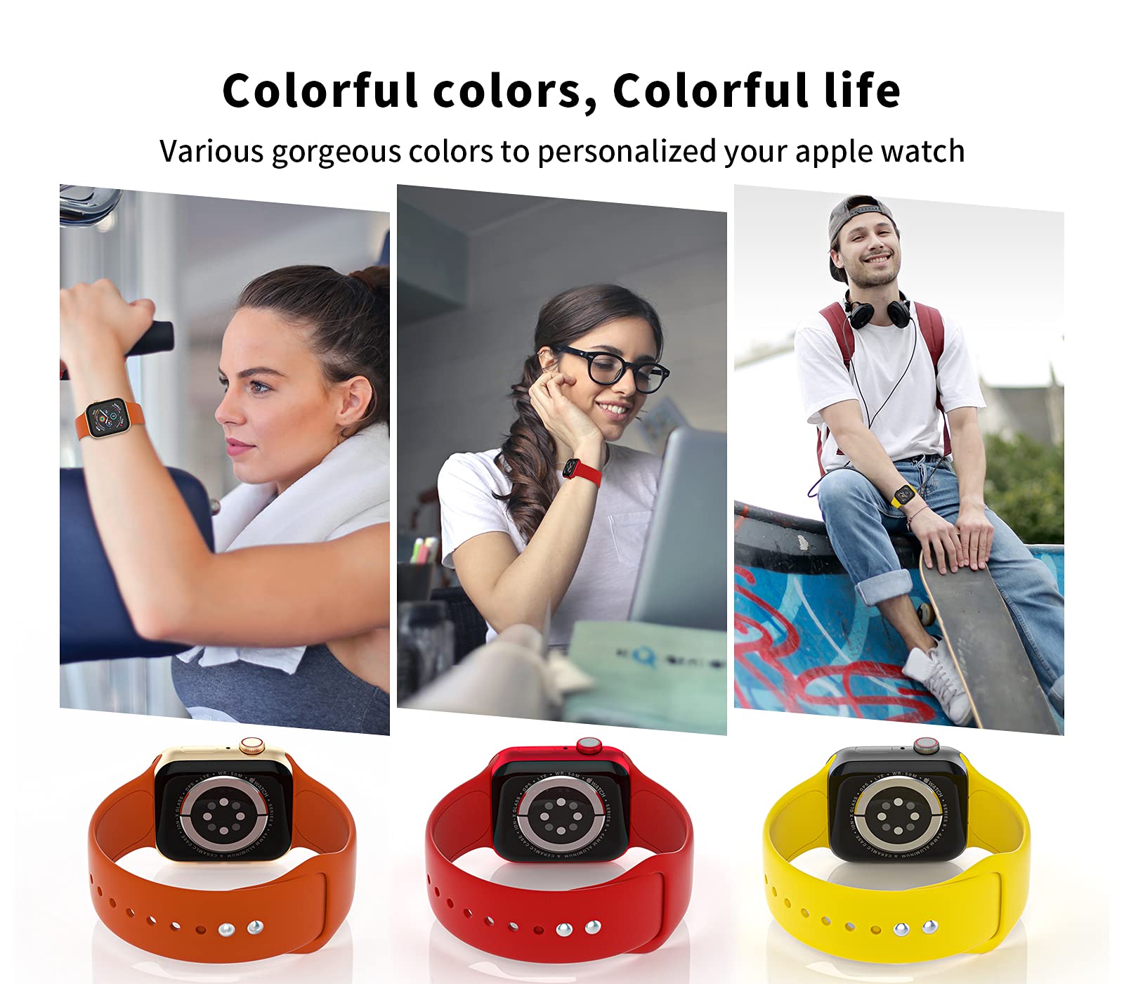 3 Pack Soft & Breathable Silicone Sport Bands Compatible with Apple Watch 38mm 40mm 41mm 42mm 44mm 45mm - Replacement Straps for iWatch Series 7/6/5/4/3/2/1/SE - Perfect for Gym, Running & Everyday Wear