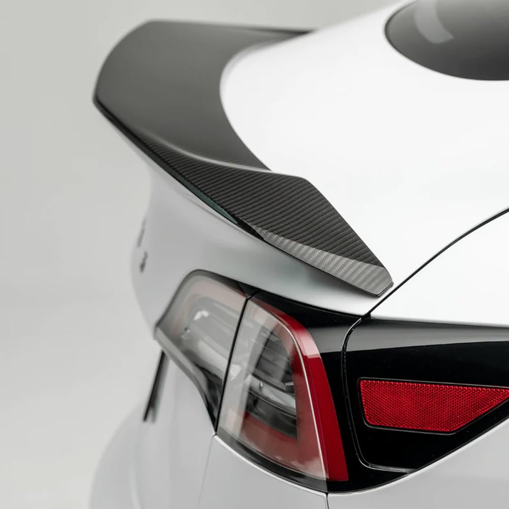 JCING Model 3 Carbon Fiber Rear Spoiler for Tesla Model 3 2017-2023 - High Performance Trunk Lid Wing, Aftermarket Car Accessories & Styling Kit - Perfect for Street Racing & Car Shows