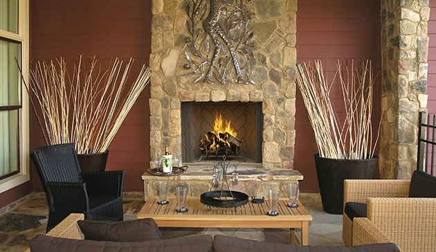 50 Inch Outdoor Wood Fireplace with Paneled Design - Rustic WRE4550 for Patio, Garden, and Backyard Gatherings
