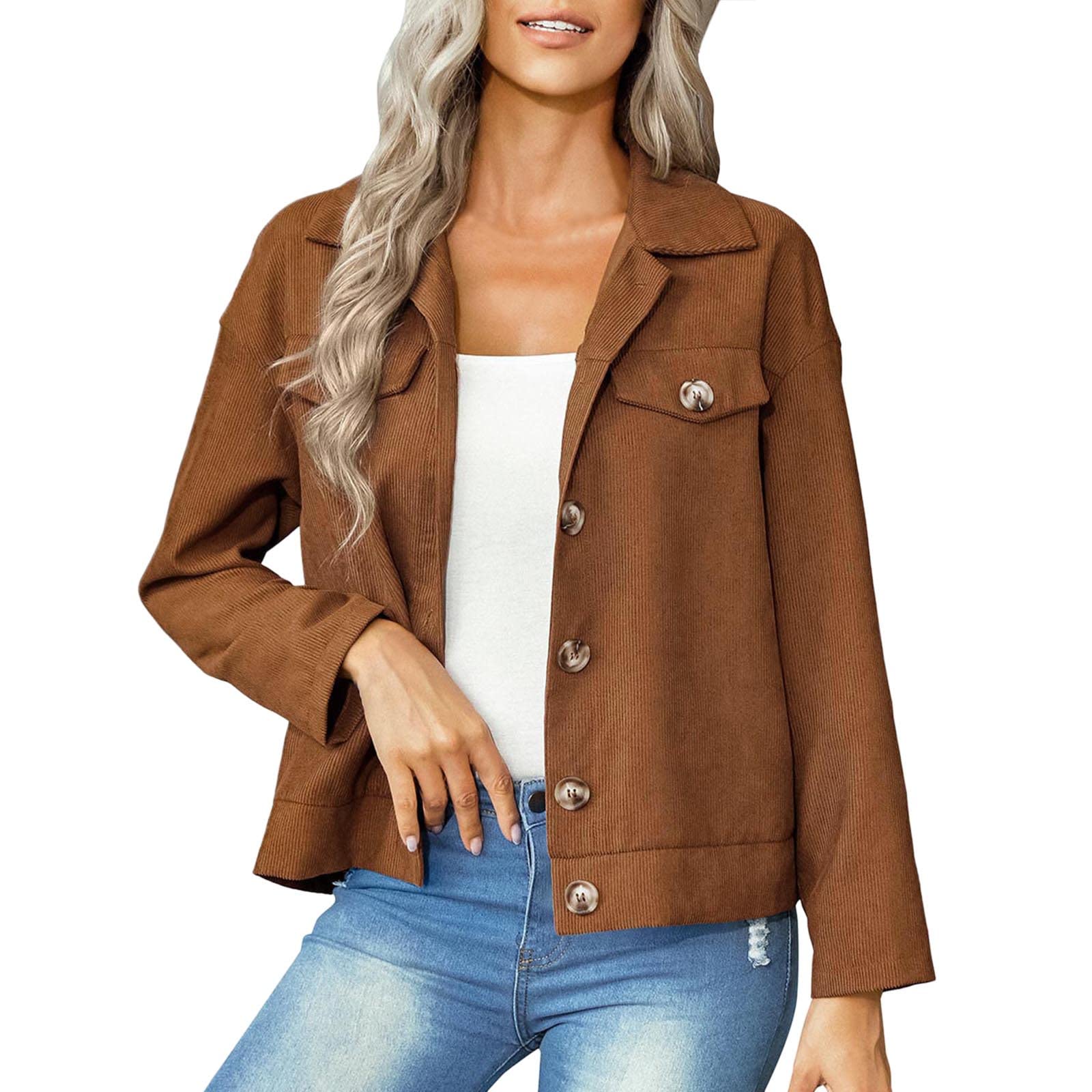 Women's Corduroy Shirts Long Sleeve Casual Button Down Tops - Loose Fit Jacket for Outdoor Activities, Work & Everyday Wear