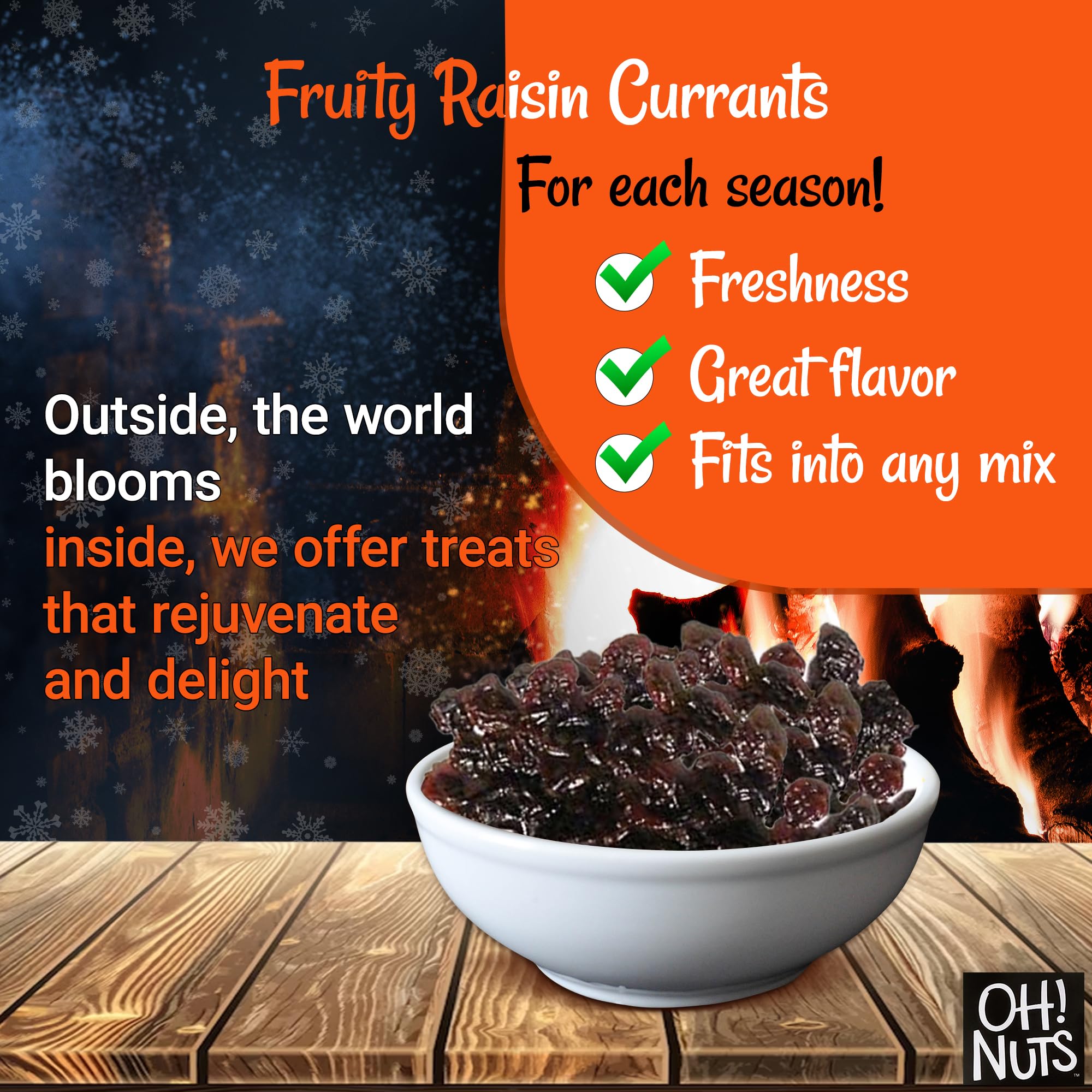 Oh! Nuts Raisin Currants - 1 lb Bag | No Sugar Added Dried Fruit Snacks | Dehydrated Fruit Bites for Baking, Trail Mix & Healthy Snacking | Packed in Resealable Bag for Freshness | New York Made