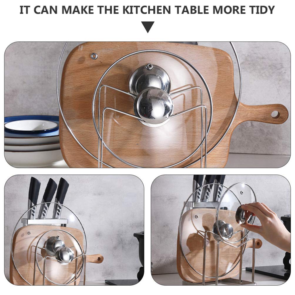 UPKOCH Stainless Steel Kitchen Utensil Holder - Organizer for Cutting Boards, Pots, Pans & Lids - Space Saving Cutlery Storage Rack for Kitchen Countertop - Perfect for Home, Dining & Restaurant Use