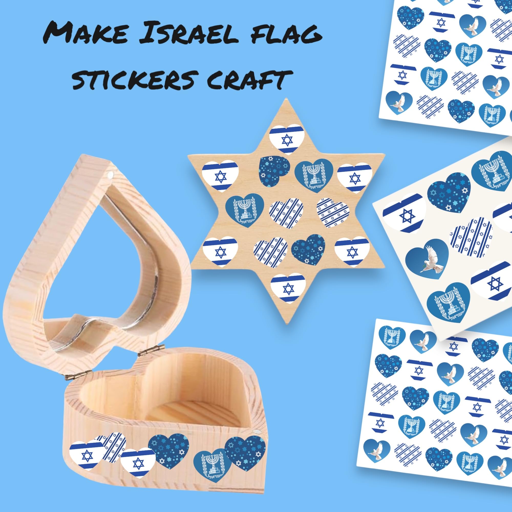 330+ Heart Israel Stickers Set - DIY Israeli Flag Banner, National Symbols & Small Decals for School Crafts, Parties & Patriotic Events