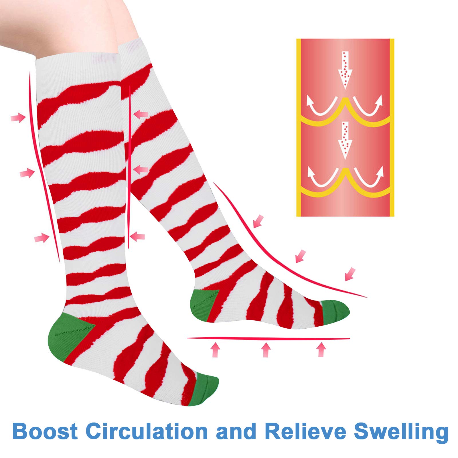 Best 6-Pair Compression Socks for Women & Men - 20-30 mmHg Knee High Support Socks for Nurses, Travel, Pregnancy - Perfect for Work, Sports & Recovery (S/M) - Christmas Gift Idea