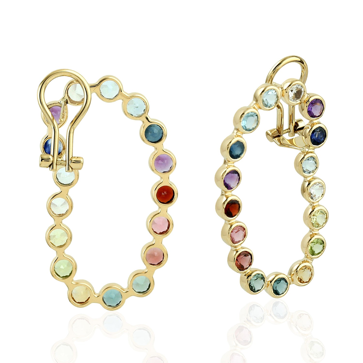 Blue Topaz Amethyst Sapphire Multi Tourmaline Gold Gemstone Dangle Earrings - Elegant Jewelry for Women, Perfect for Parties, Weddings & Special Occasions