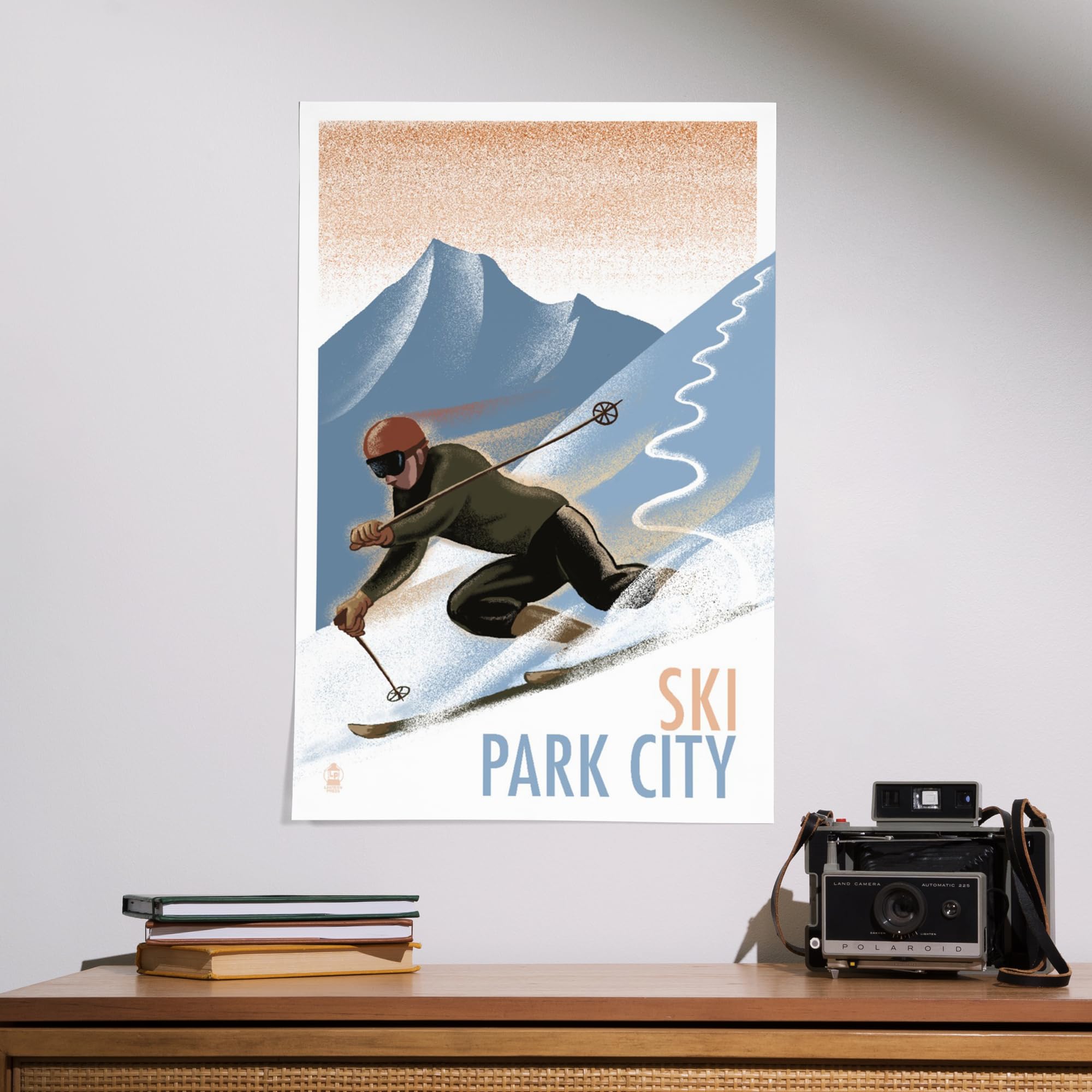 Lantern Press 16x24 Inch Giclee Print - Park City Utah Downhill Skier Wall Art - Perfect for Ski Lodge Decor, Mountain Home & Winter Sports Enthusiasts