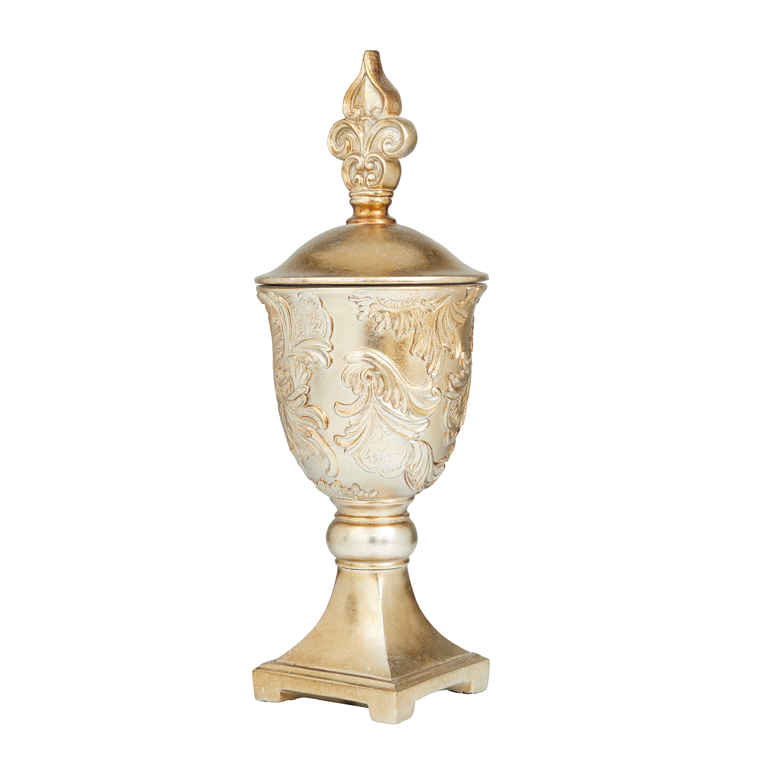 Deco 79 Polystone Solid Decorative Jars - Set of 2 Gold Vases for Home Decor, 7