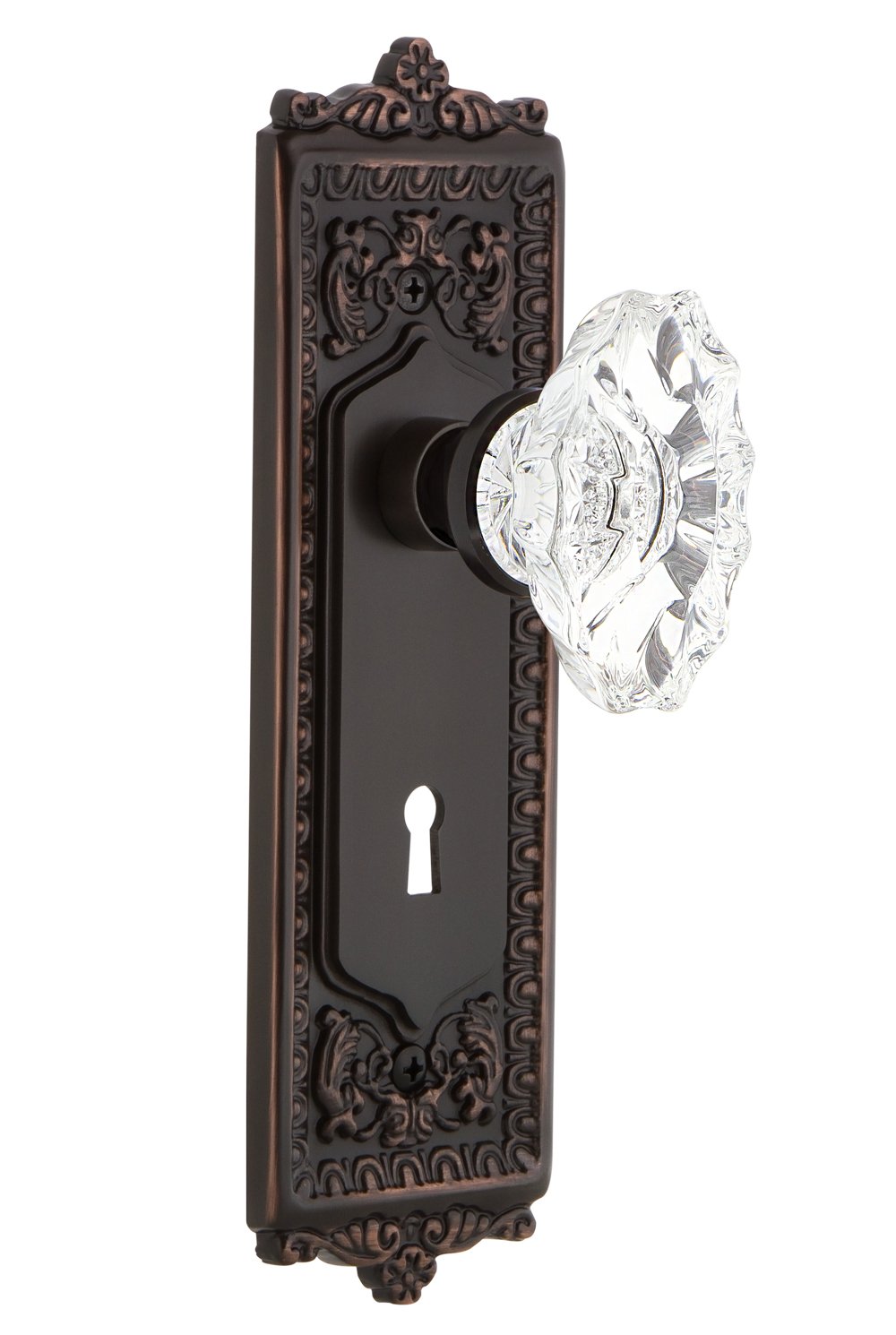 Vintage Egg & Dart Design Keyhole Passage Door Knob - Timeless Bronze Finish for Classic Home Décor | Perfect for Victorian, Colonial & Chateau Style Doors