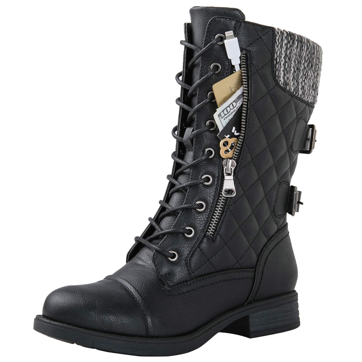 GLOBALWIN Women's Fashion Low Heel Lace Up Ankle Boots - Comfortable Casual Shoes for Fall & Winter Outfits, Work & Date Night