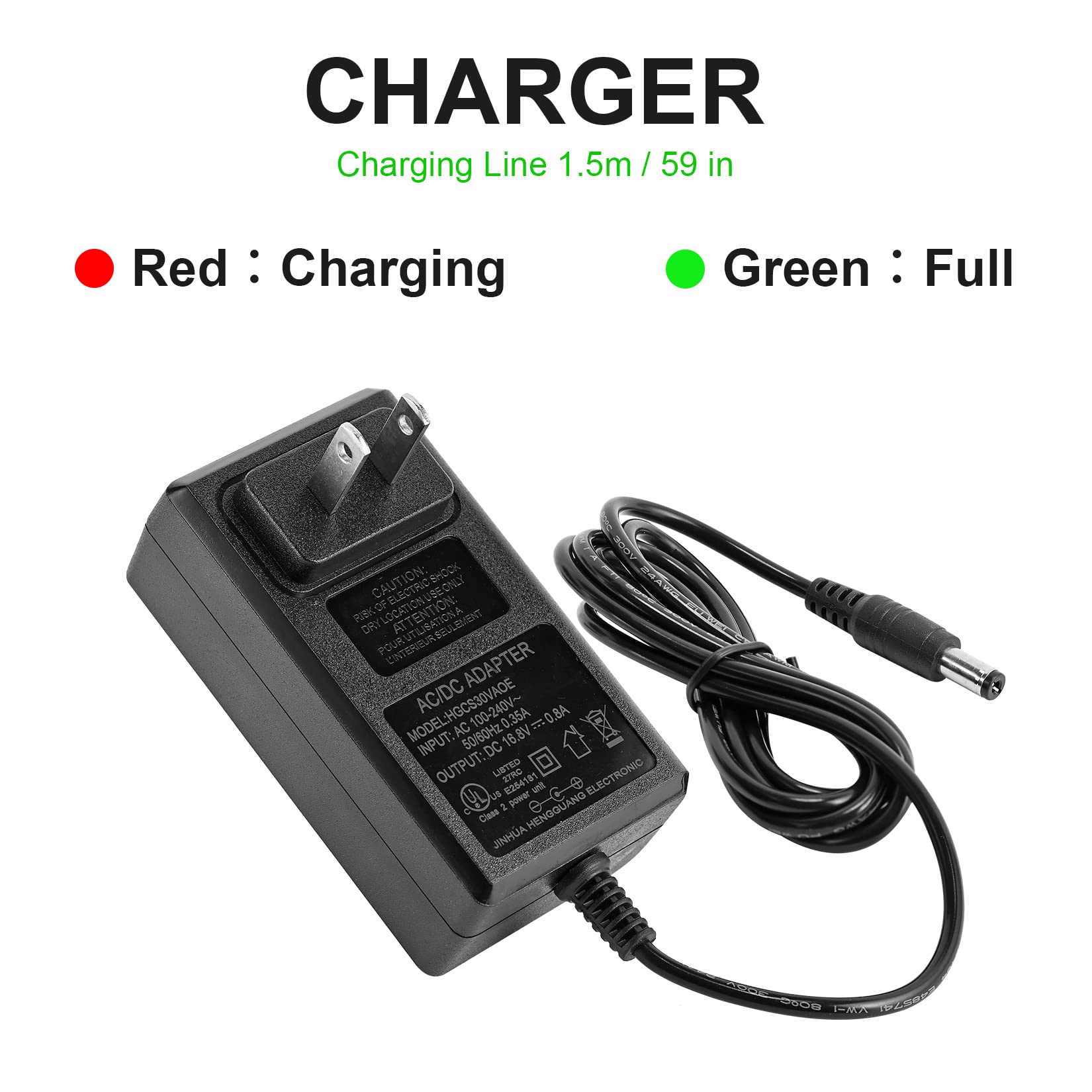 16.8V 0.8A Massage Gun Charger with AC/DC Adapter - Power Cord for Deep Tissue & Fascia Massage Guns - Perfect for Muscle Recovery, Pain Relief & Sports Therapy at Home/Gym