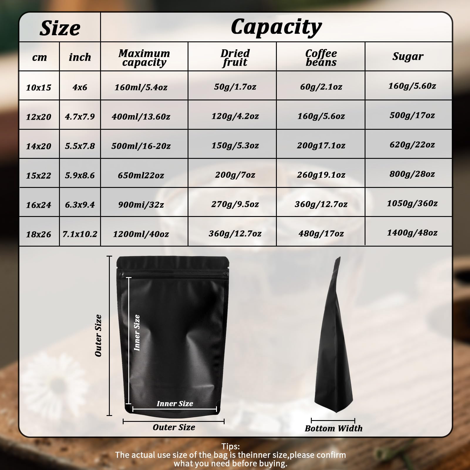 100 Pack Resealable Stand Up Bags - 6.3x9.4 Inch Smell Proof Storage Bags for Food, Snacks, Coffee & Herbs | Durable, Scratch Resistant & Airtight | Perfect for Kitchen Pantry Organization & Travel Snack Storage (Black)