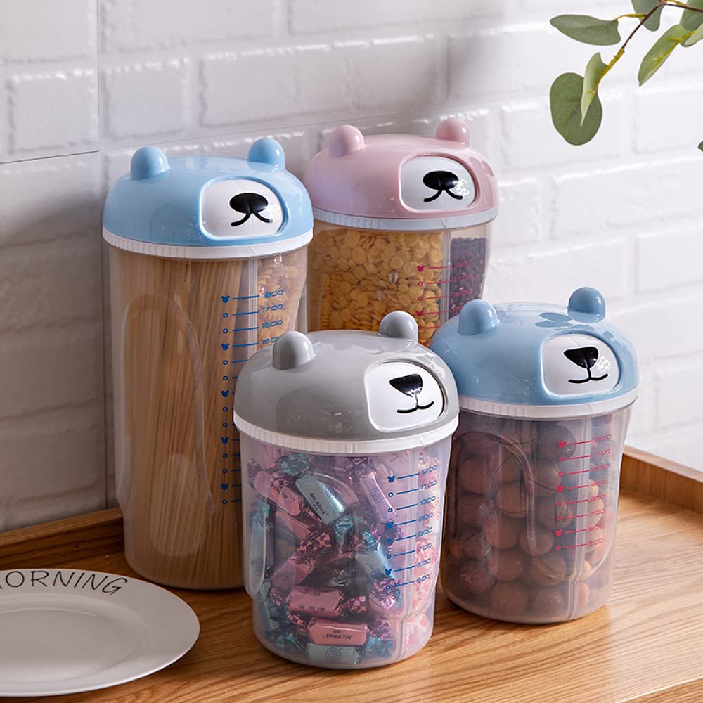 2-Pack Airtight 3-Compartment Kitchen Storage Containers for Snacks, Grains, Nuts & Rice - BPA-Free Food Storage Jars with Lids | Pantry Organization, Meal Prep & Countertop Display (Pink)