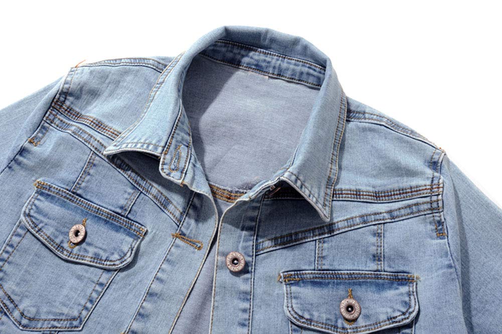 Women's Stretch Denim Jacket - Short Sleeve Button Down Jean Jacket with Shawl Collar | Casual Outfit Essential for Spring & Summer Fashion
