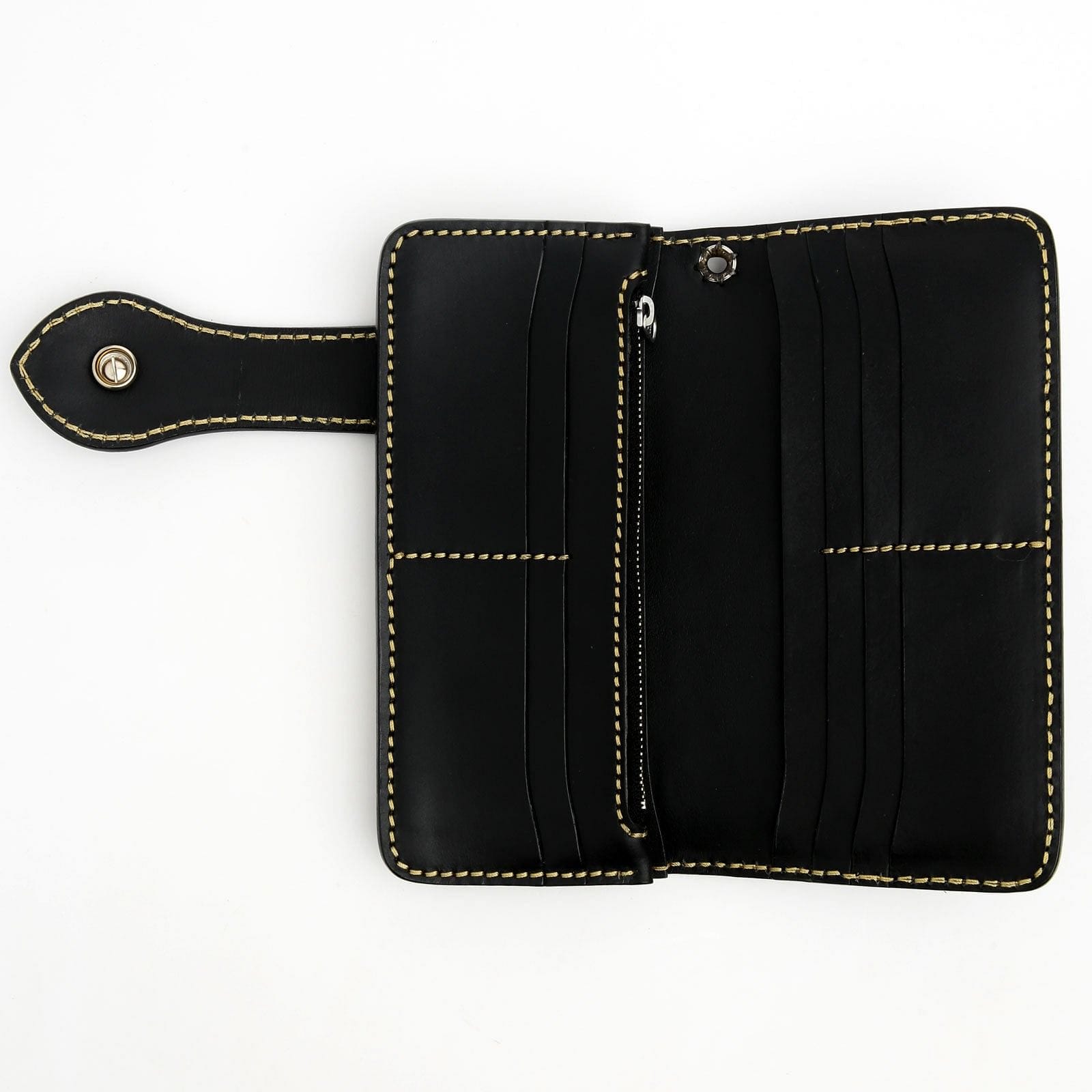 Genuine Black Cowhide Leather Western Biker Wallet for Men - Stylish & Durable RFID Blocking Billfold for Motorcycle Riders, Travel & Everyday Use