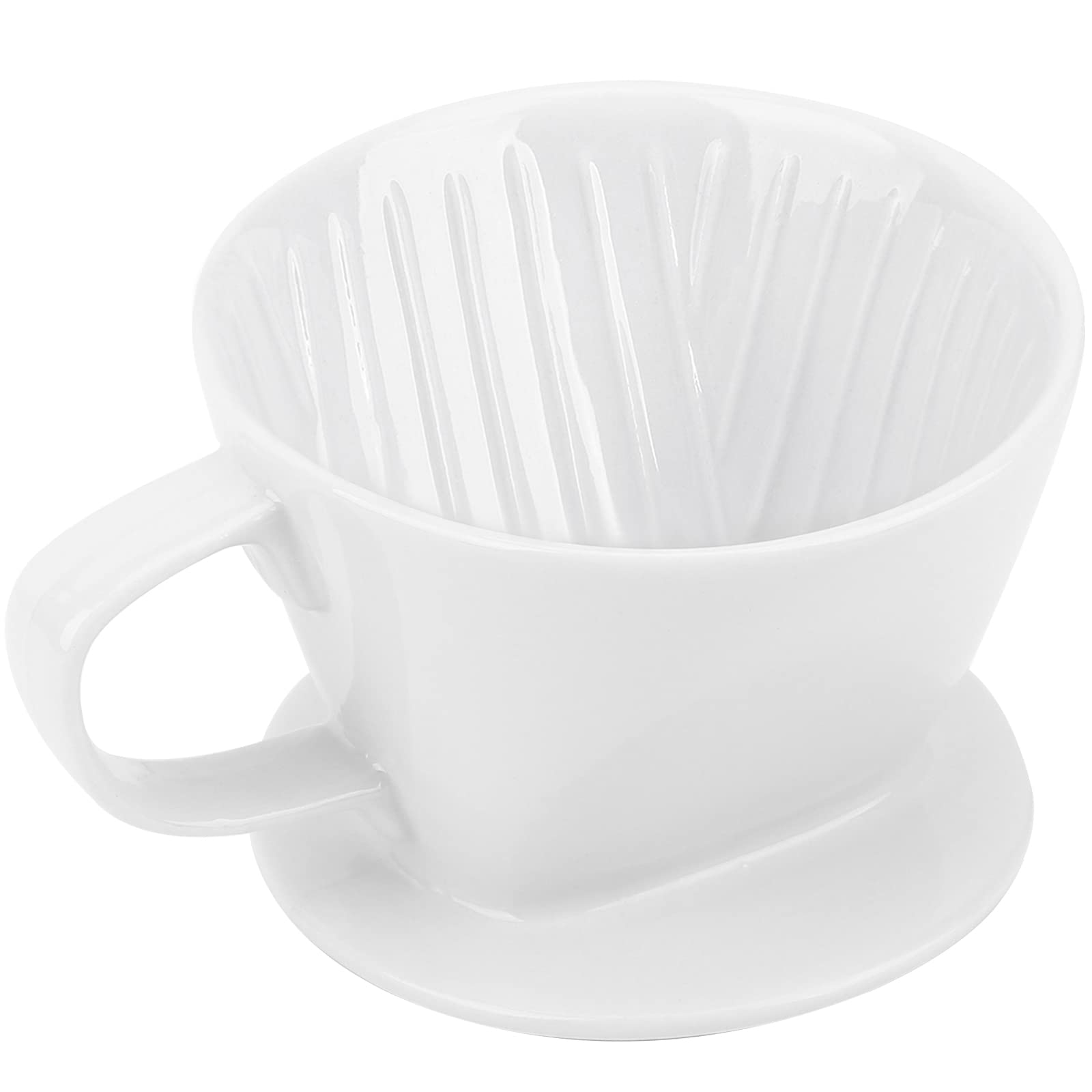 Segarty White Ceramic Pour Over Coffee Maker - No.2 Single Cup Drip Brewer with Reusable Filter, 3-Hole Flat Bottom Design for Home, Office, Camping & Travel | Perfect Slow Brew Coffee Dripper for Specialty Coffee Lovers