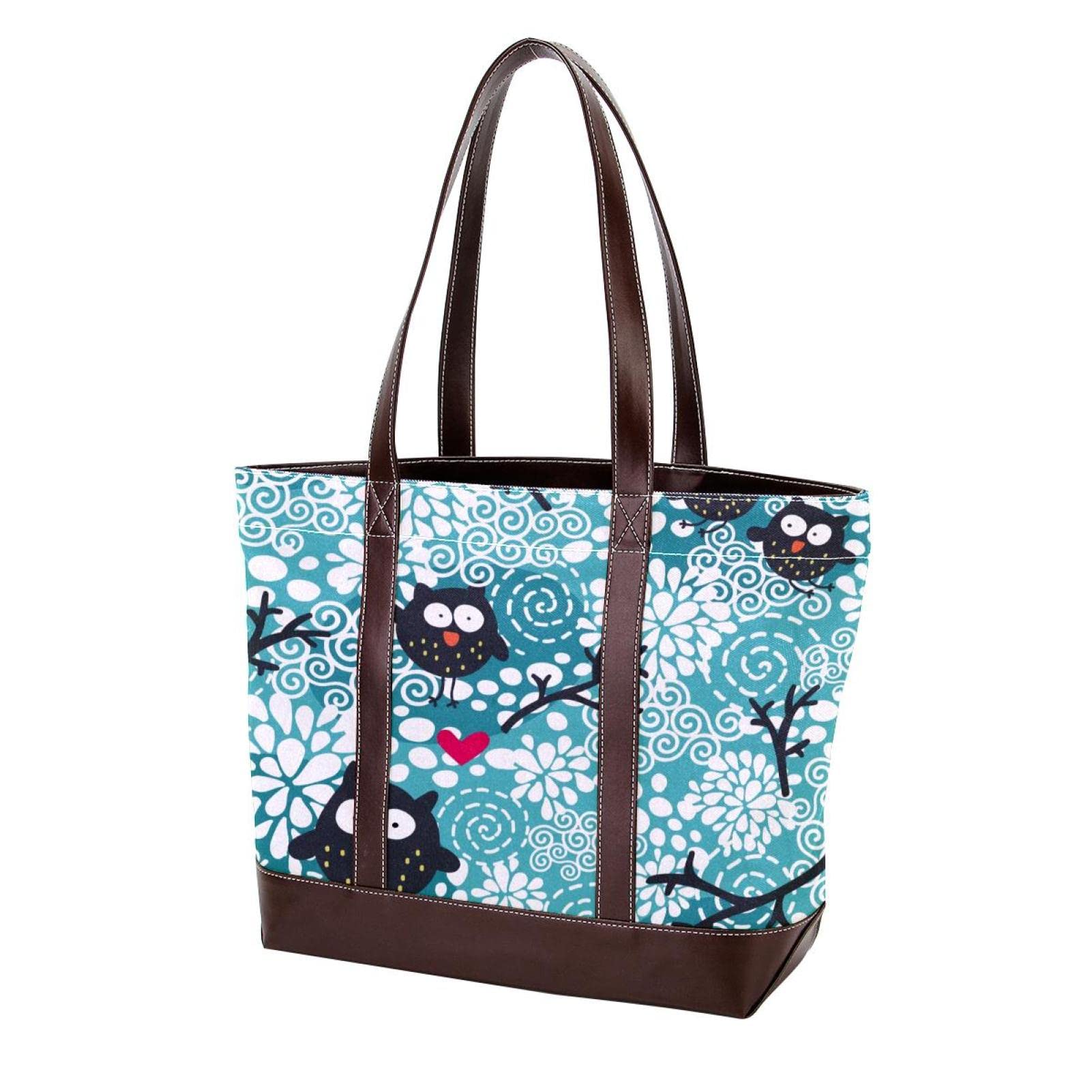 Abstract Mandala Colorful Tote Bags for Women - Large Leather Canvas Shoulder Bag with Top Handle, Boho Hobo Purse for Beach, Work & Travel