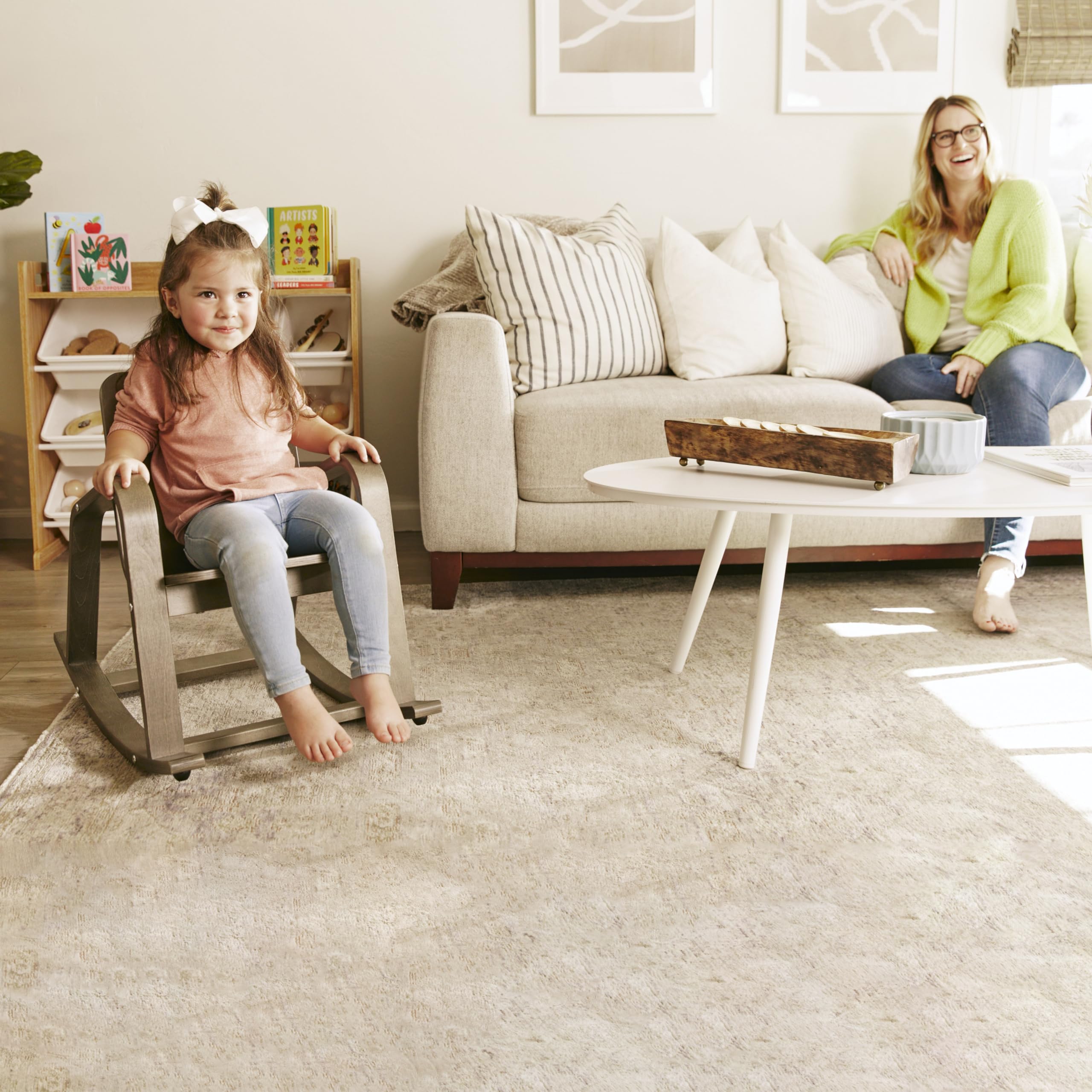 ECR4Kids Bentwood Rocking Chair for Toddlers - Natural Wood Nursery Rocker with Grey Wash Finish - Perfect for Kids Bedroom, Playroom & Daycare Furniture