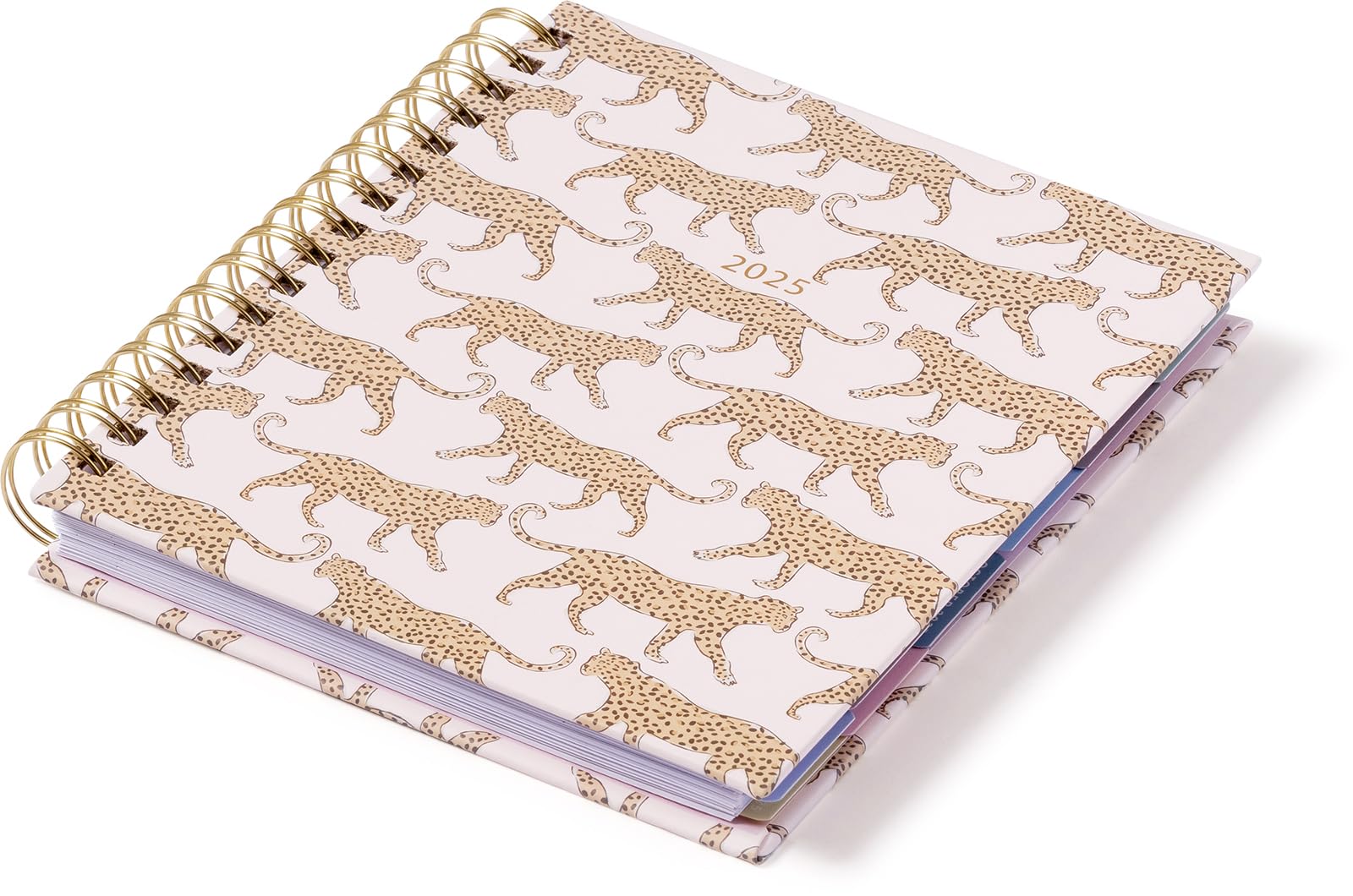 2025 Eccolo Spiral Planner - Cheetah Print Weekly & Monthly Agenda with Sticker Sheets & Motivational Quotes - 7.75