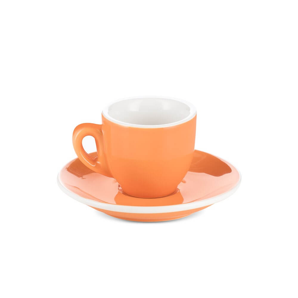 Premium Porcelain Espresso Cup & Saucer Set - 2oz/70ml Capacity, Vibrant Orange - Perfect for Home Baristas, Coffee Shops & Italian-Style Espresso Enjoyment
