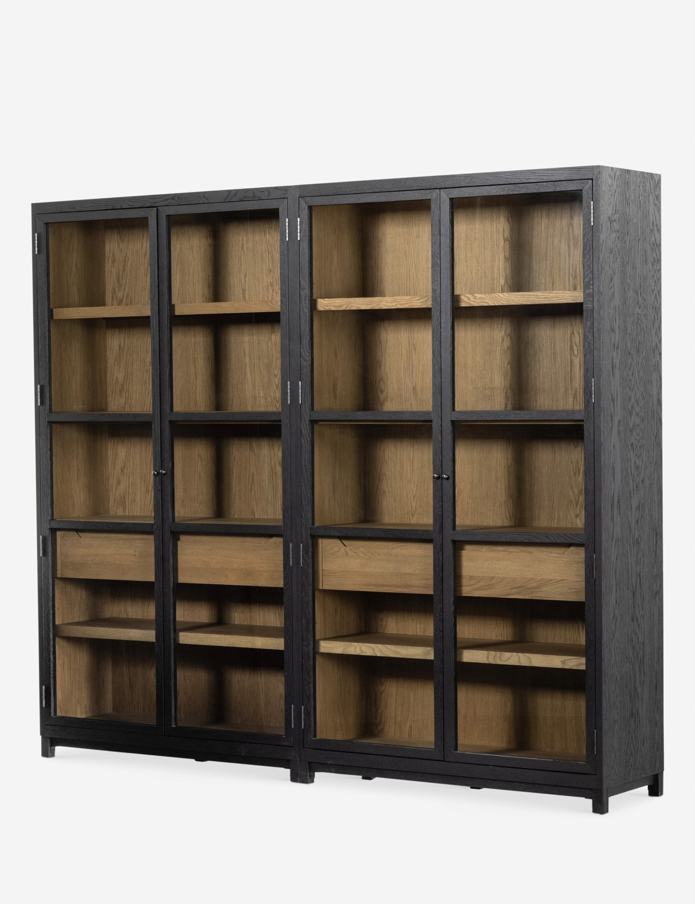 Stylish Carly Double Full Curio Cabinet - Glass Display Case for Collectibles & Home Decor - Perfect for Living Room, Dining Room or Office Display