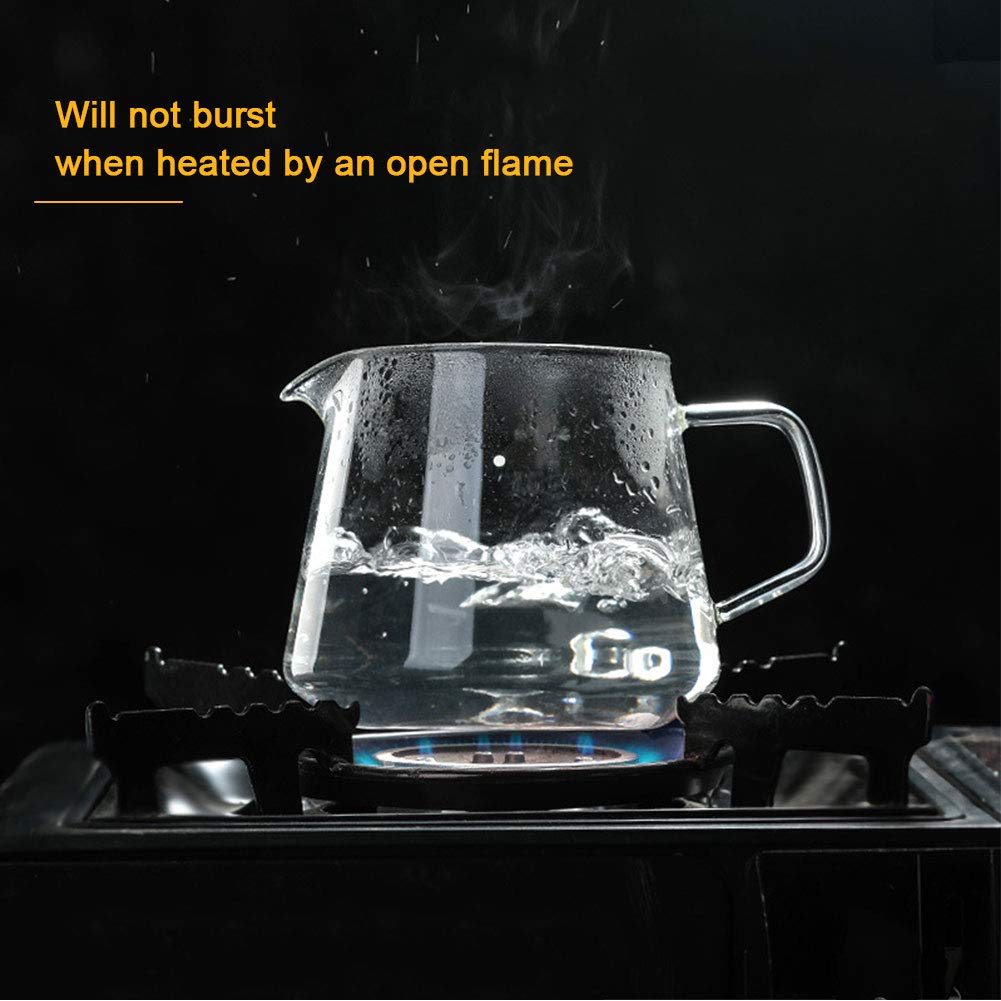 600ml Reusable Pour Over Glass Coffee Maker with Wood Dripper Stand - Heat Resistant Glass Pot & Coffee Filter Dripper for Home, Office, and Camping Brewing