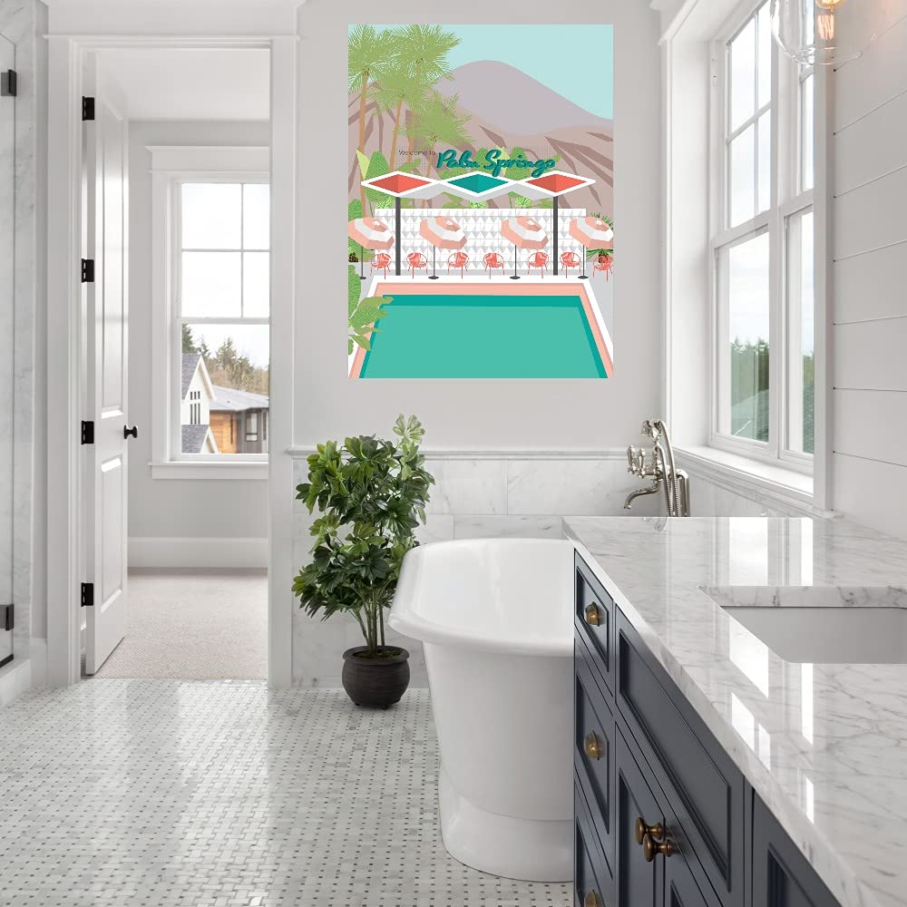 Palm Springs Canvas Wall Art - Modern Fine Art Print by Jen Bucheli - 24x32 Inch Ready to Hang Wall Decor for Living Room, Bedroom, Office - Perfect for Home, Airbnb & Vacation House Decor